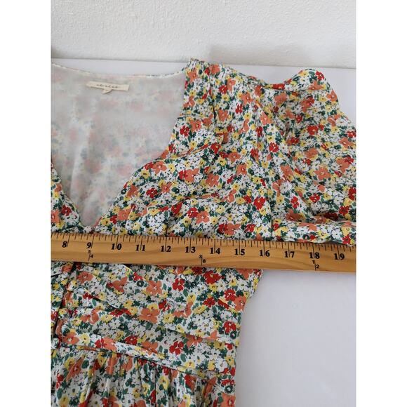 Et Clet Floral Babydoll Puff Sleeve Pleated Mini Dress Size M‎ Peasant Coquette - Picture 9 of 10